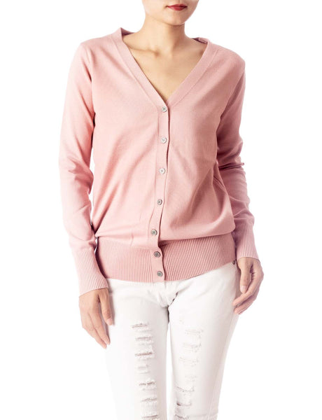 Women's Fashion Button V-neck Ladys Sweater Lightweight Cardigan