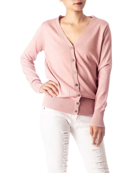 Women's Fashion Button V-neck Ladys Sweater Lightweight Cardigan