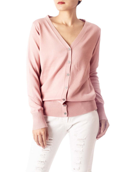 Women's Fashion Button V-neck Ladys Sweater Lightweight Cardigan