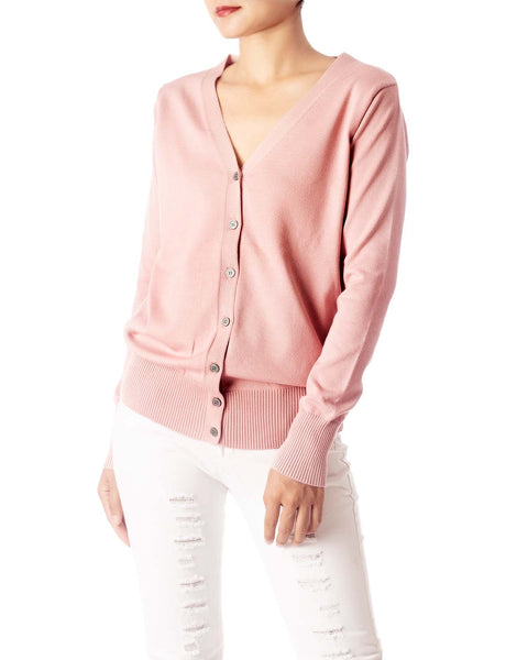 Women's Fashion Button V-neck Ladys Sweater Lightweight Cardigan