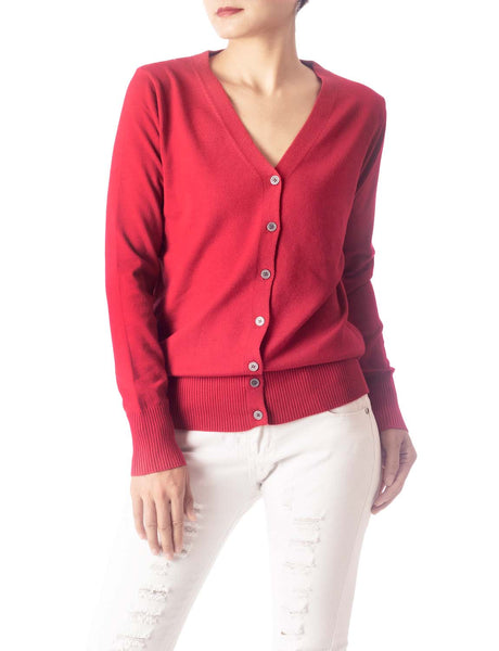 Women's Fashion Button V-neck Ladys Sweater Lightweight Cardigan