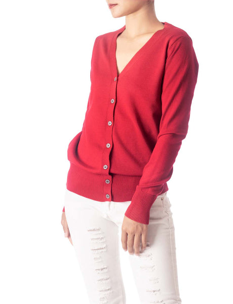 Women's Fashion Button V-neck Ladys Sweater Lightweight Cardigan