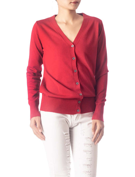 Women's Fashion Button V-neck Ladys Sweater Lightweight Cardigan