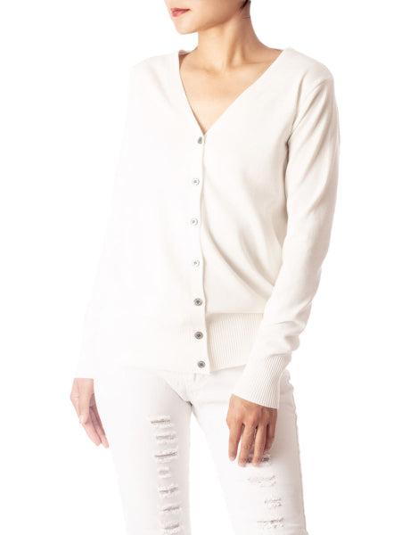 Women's Fashion Button V-neck Ladys Sweater Lightweight Cardigan