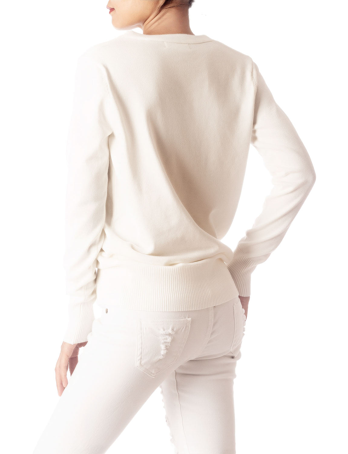Women's Fashion Button V-neck Ladys Sweater Lightweight Cardigan