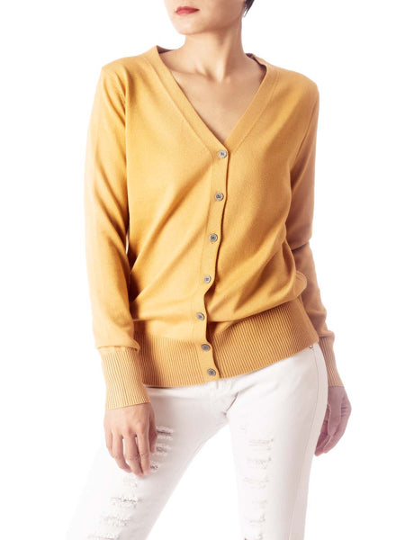 Women's Fashion Button V-neck Ladys Sweater Lightweight Cardigan