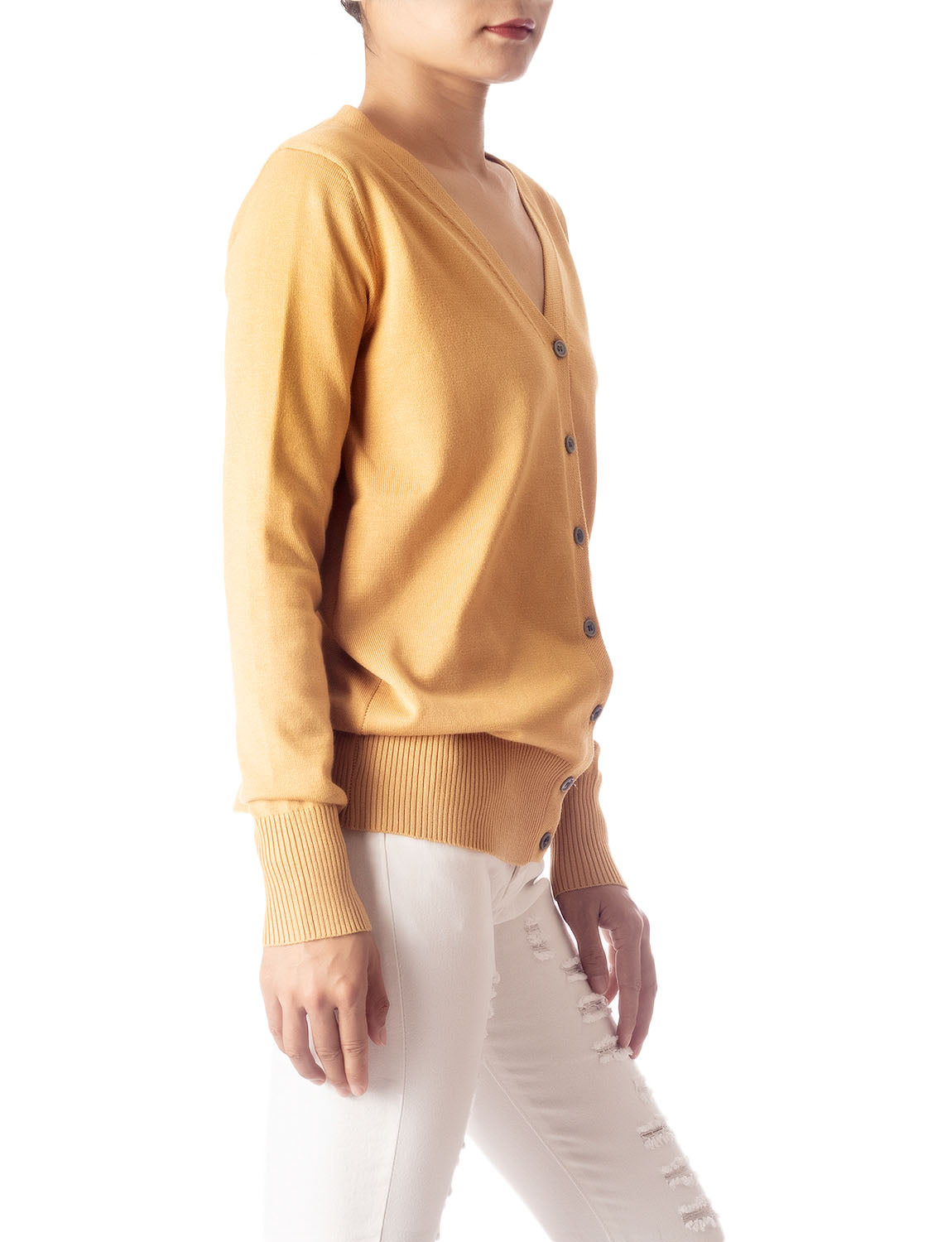 Women's Fashion Button V-neck Ladys Sweater Lightweight Cardigan