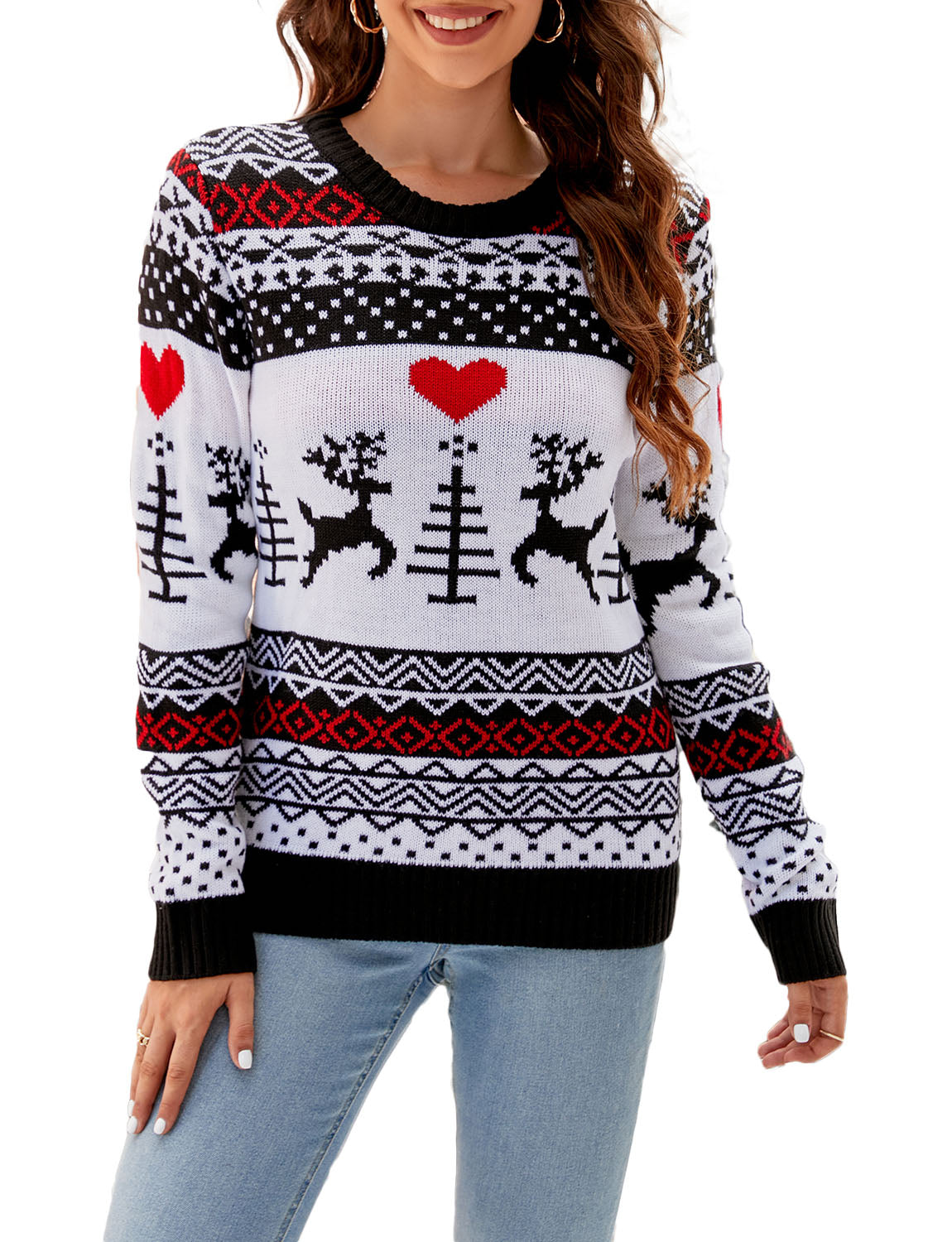 Women's Christmas Pullover Sweater Casual Long Sleeve Cozy Top