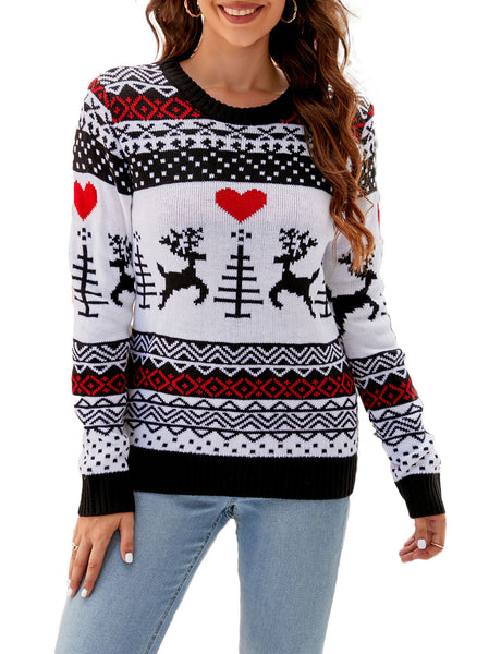 Women's Christmas Pullover Sweater Casual Long Sleeve Cozy Top