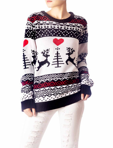 iB-iP Women's Christmas Pullover Sweater Casual Long Sleeve Cozy Top