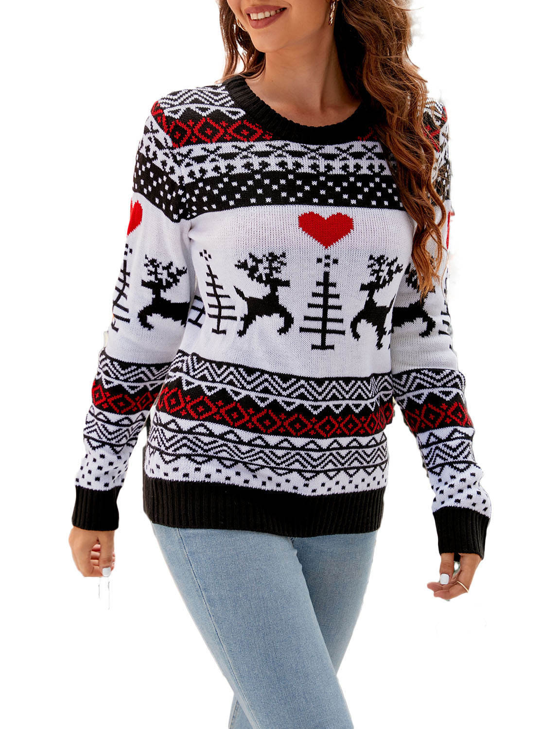 Women's Christmas Pullover Sweater Casual Long Sleeve Cozy Top