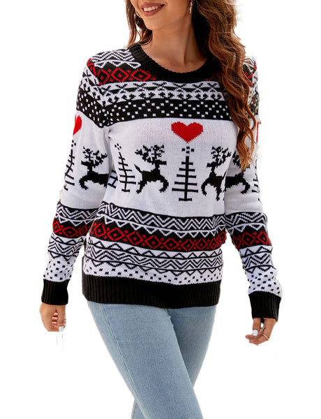 Women's Christmas Pullover Sweater Casual Long Sleeve Cozy Top