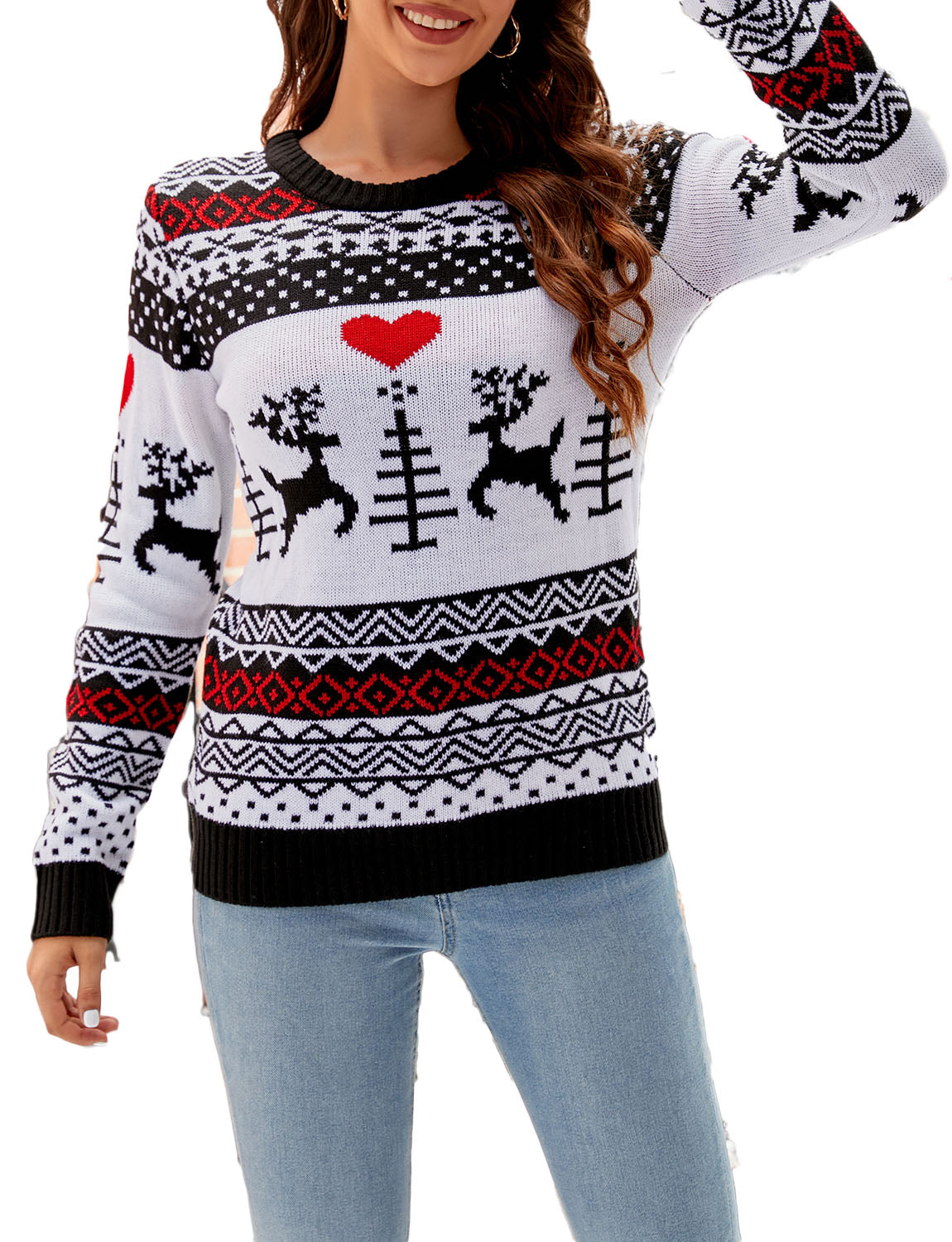 Women's Christmas Pullover Sweater Casual Long Sleeve Cozy Top