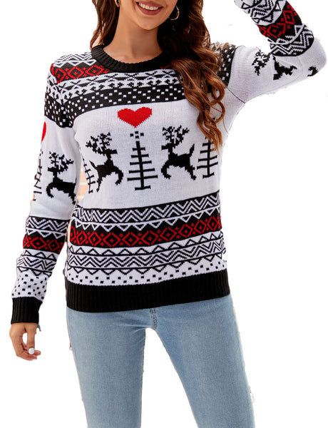 Women's Christmas Pullover Sweater Casual Long Sleeve Cozy Top