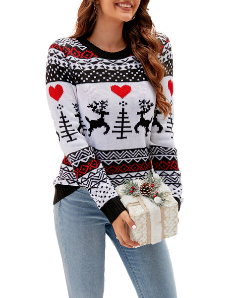 Women's Christmas Pullover Sweater Casual Long Sleeve Cozy Top