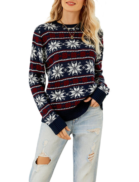 Women's Christmas Casual Cozy Top Long Sleeve Pullover Sweater