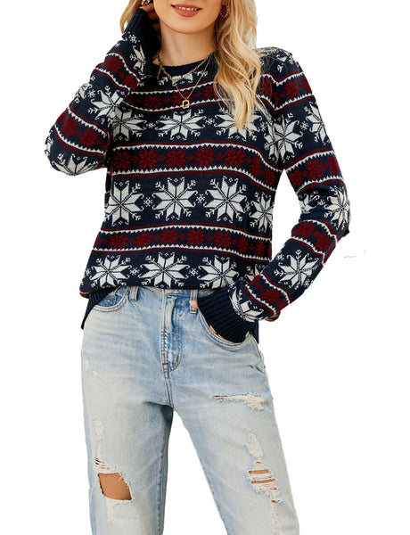 Women's Christmas Casual Cozy Top Long Sleeve Pullover Sweater