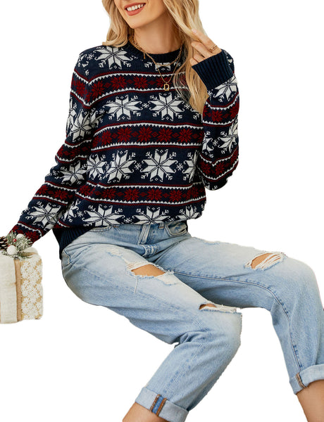 Women's Christmas Casual Cozy Top Long Sleeve Pullover Sweater