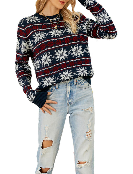 Women's Christmas Casual Cozy Top Long Sleeve Pullover Sweater