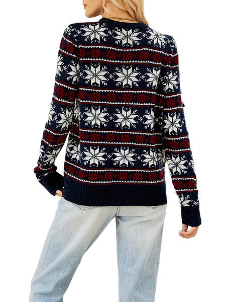 Women's Christmas Casual Cozy Top Long Sleeve Pullover Sweater