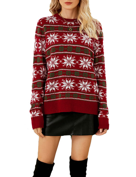 Women's Christmas Casual Cozy Top Long Sleeve Pullover Sweater