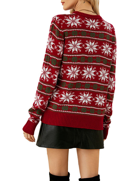 Women's Christmas Casual Cozy Top Long Sleeve Pullover Sweater