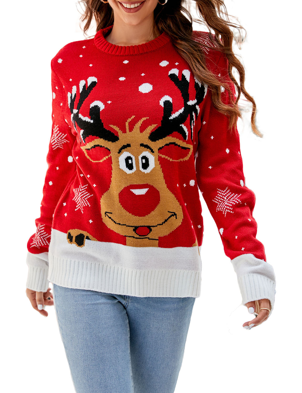 Women's Christmas Cozy Top Casual Long Sleeve Pullover Sweater
