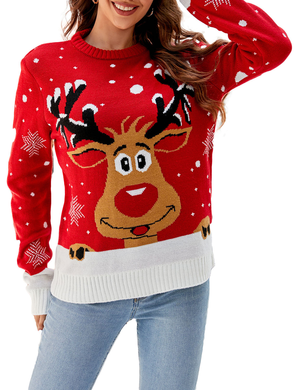Women's Christmas Cozy Top Casual Long Sleeve Pullover Sweater