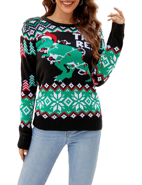 Women's Christmas Top Casual Cozy Long Sleeve Pullover Sweater