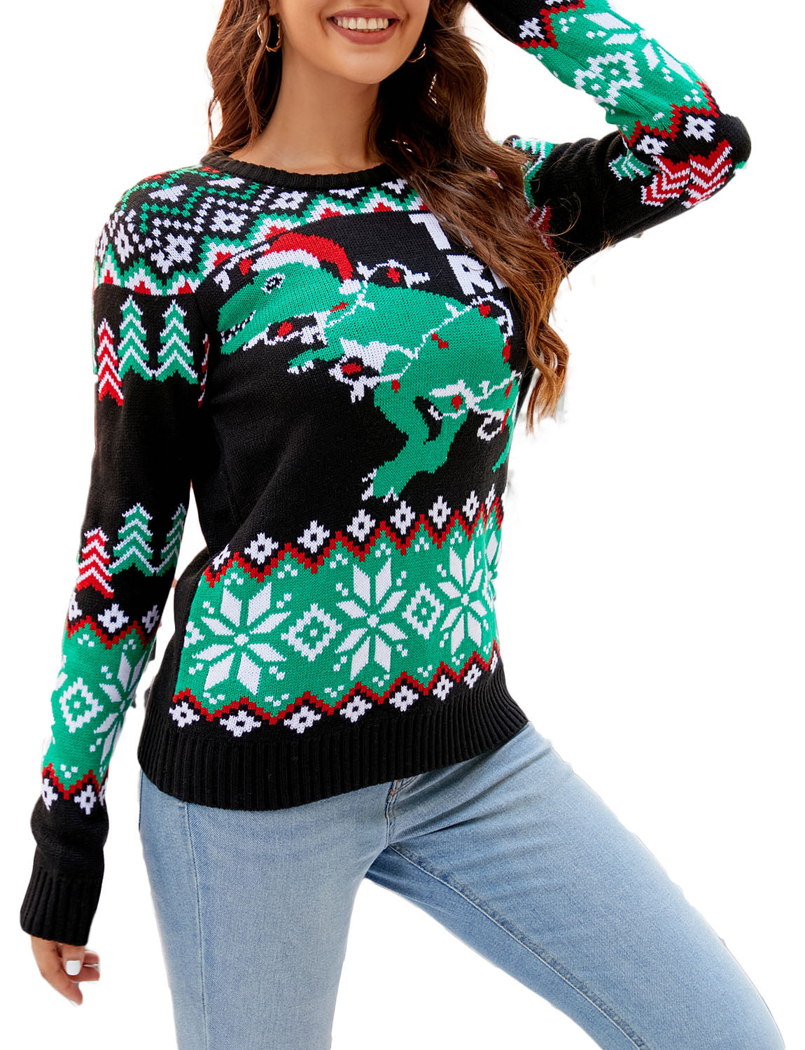 Women's Christmas Top Casual Cozy Long Sleeve Pullover Sweater
