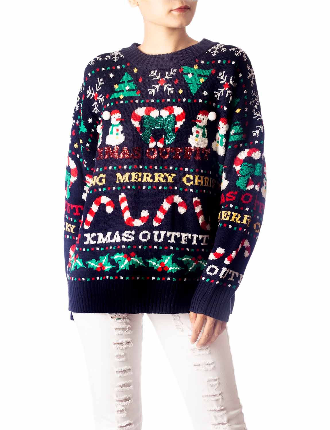 Women's Christmas Casual Top Long Sleeve Cozy Pullover Sweater