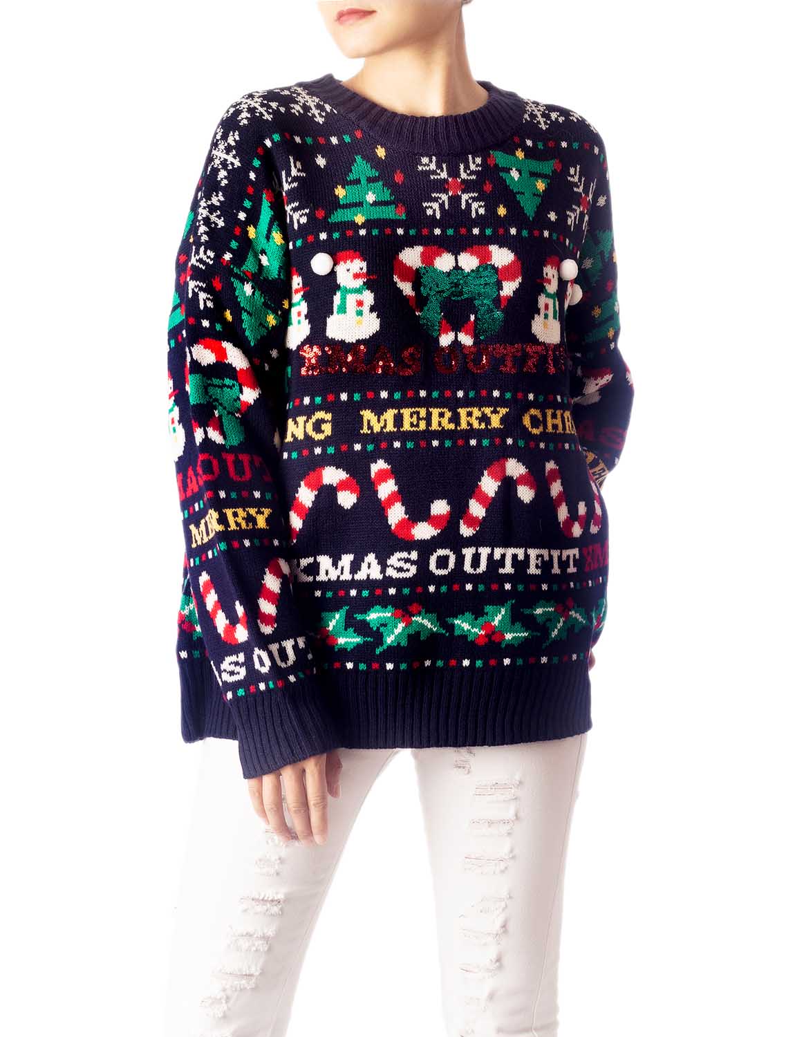 Women's Christmas Casual Top Long Sleeve Cozy Pullover Sweater