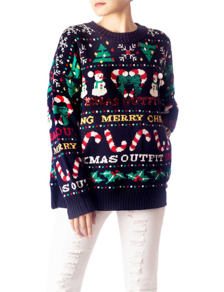 Women's Christmas Casual Top Long Sleeve Cozy Pullover Sweater