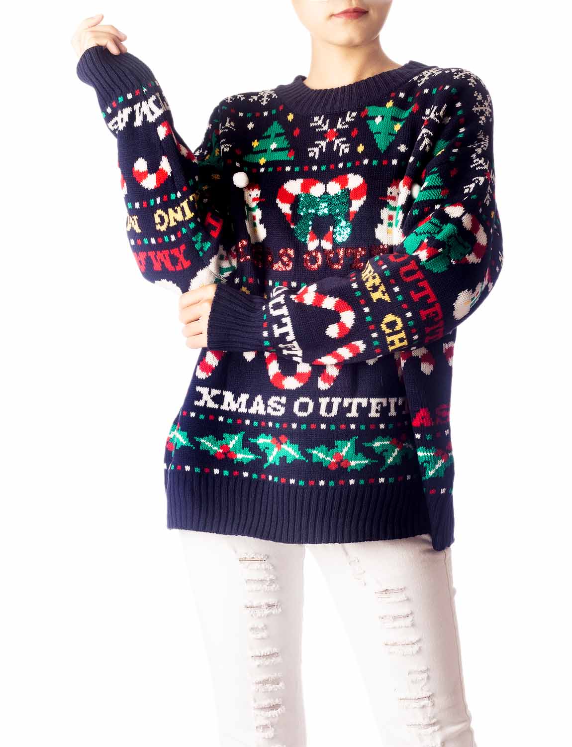 Women's Christmas Casual Top Long Sleeve Cozy Pullover Sweater