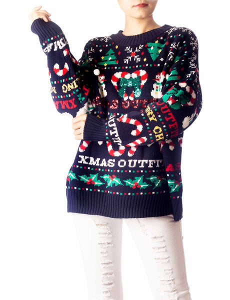 Women's Christmas Casual Top Long Sleeve Cozy Pullover Sweater