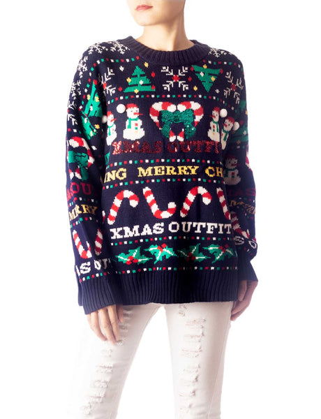 Women's Christmas Casual Top Long Sleeve Cozy Pullover Sweater