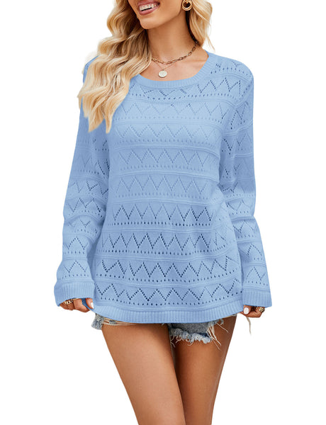 Women's Cozy Casual Top Long Sleeve Soft Lightweight Pullover Sweater