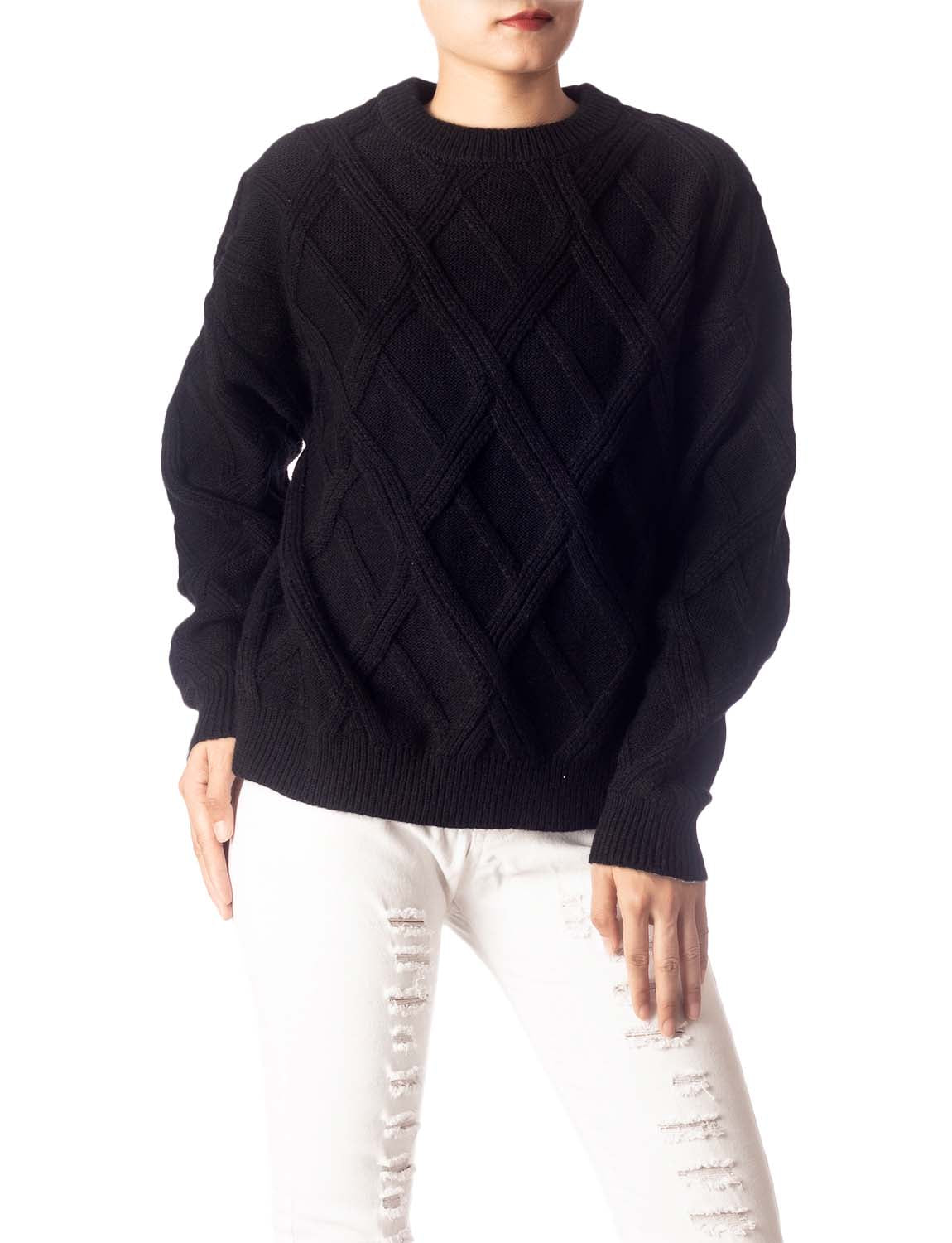 Women's Cozy Casual Top Long Sleeve Cable Knitted Pullover Sweater