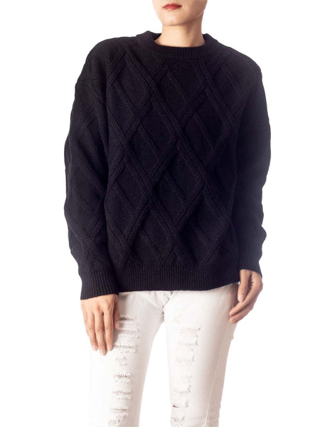 Women's Cozy Casual Top Long Sleeve Cable Knitted Pullover Sweater