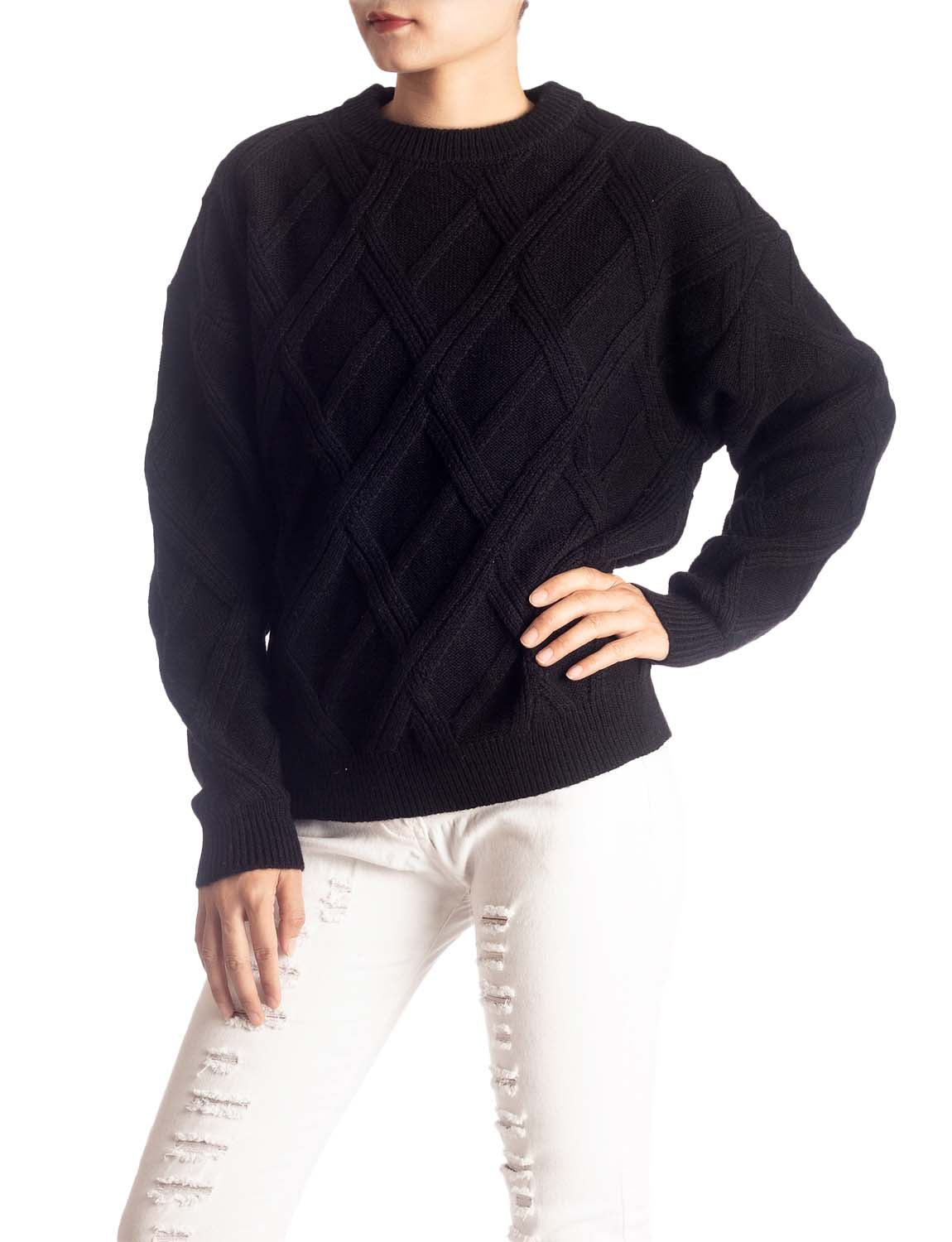Women's Cozy Casual Top Long Sleeve Cable Knitted Pullover Sweater