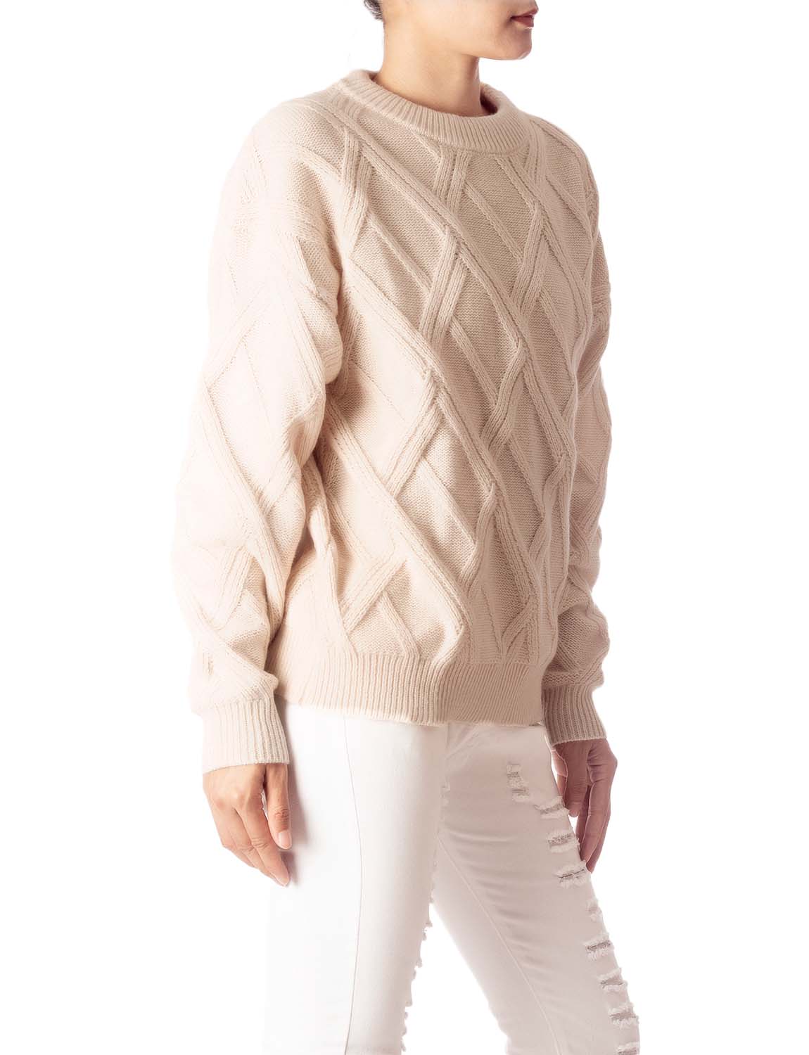 Women's Cozy Casual Top Long Sleeve Cable Knitted Pullover Sweater