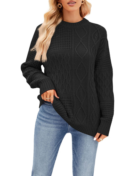 Women's Cozy Casual Top Long Sleeve Lightweight Soft Pullover Sweater