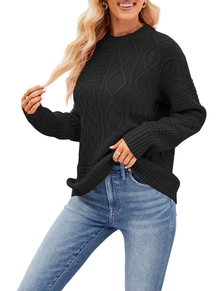 Women's Cozy Casual Top Long Sleeve Lightweight Soft Pullover Sweater