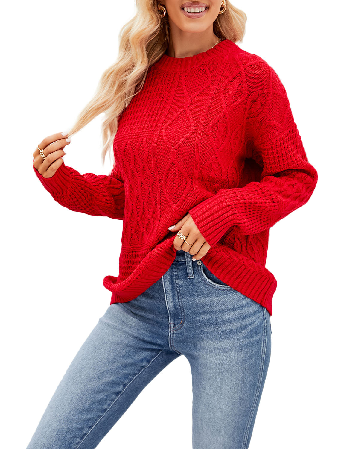 Women's Cozy Casual Top Long Sleeve Lightweight Soft Pullover Sweater