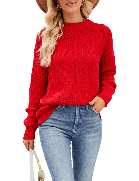 Women's Cozy Casual Top Long Sleeve Lightweight Soft Pullover Sweater