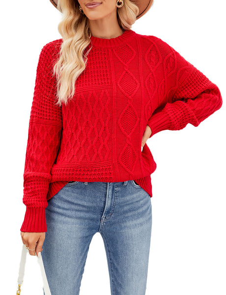 Women's Cozy Casual Top Long Sleeve Lightweight Soft Pullover Sweater