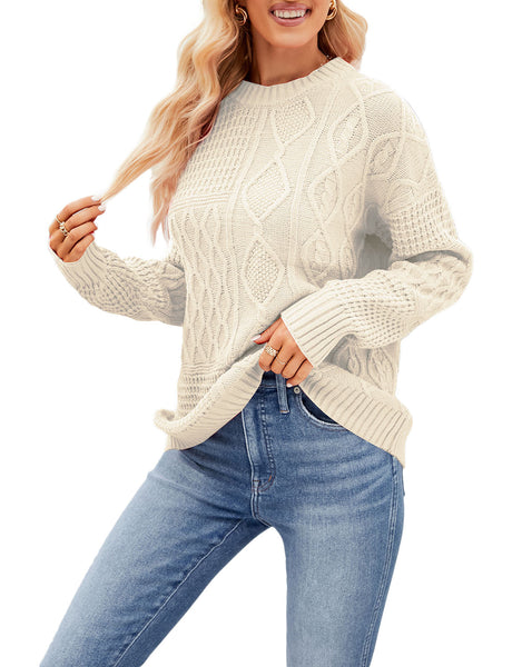 Women's Cozy Casual Top Long Sleeve Lightweight Soft Pullover Sweater