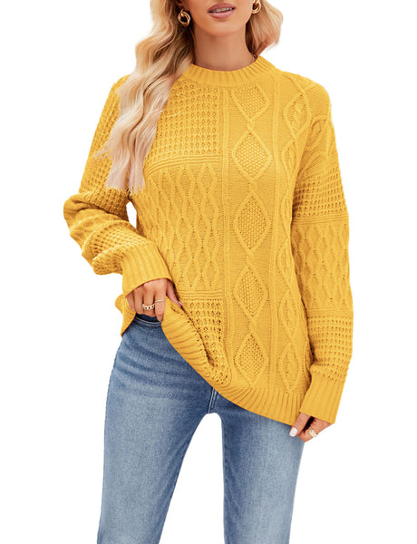 Women's Cozy Casual Top Long Sleeve Lightweight Soft Pullover Sweater