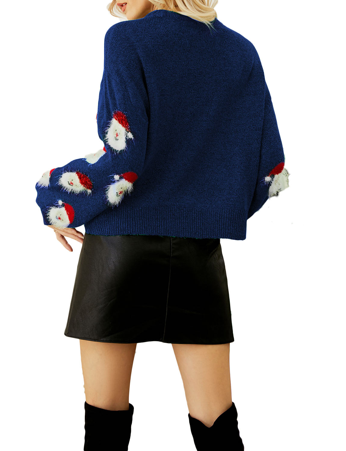 Women's Casual Christmas Top Santa Claus Long Sleeve Pullover Sweater