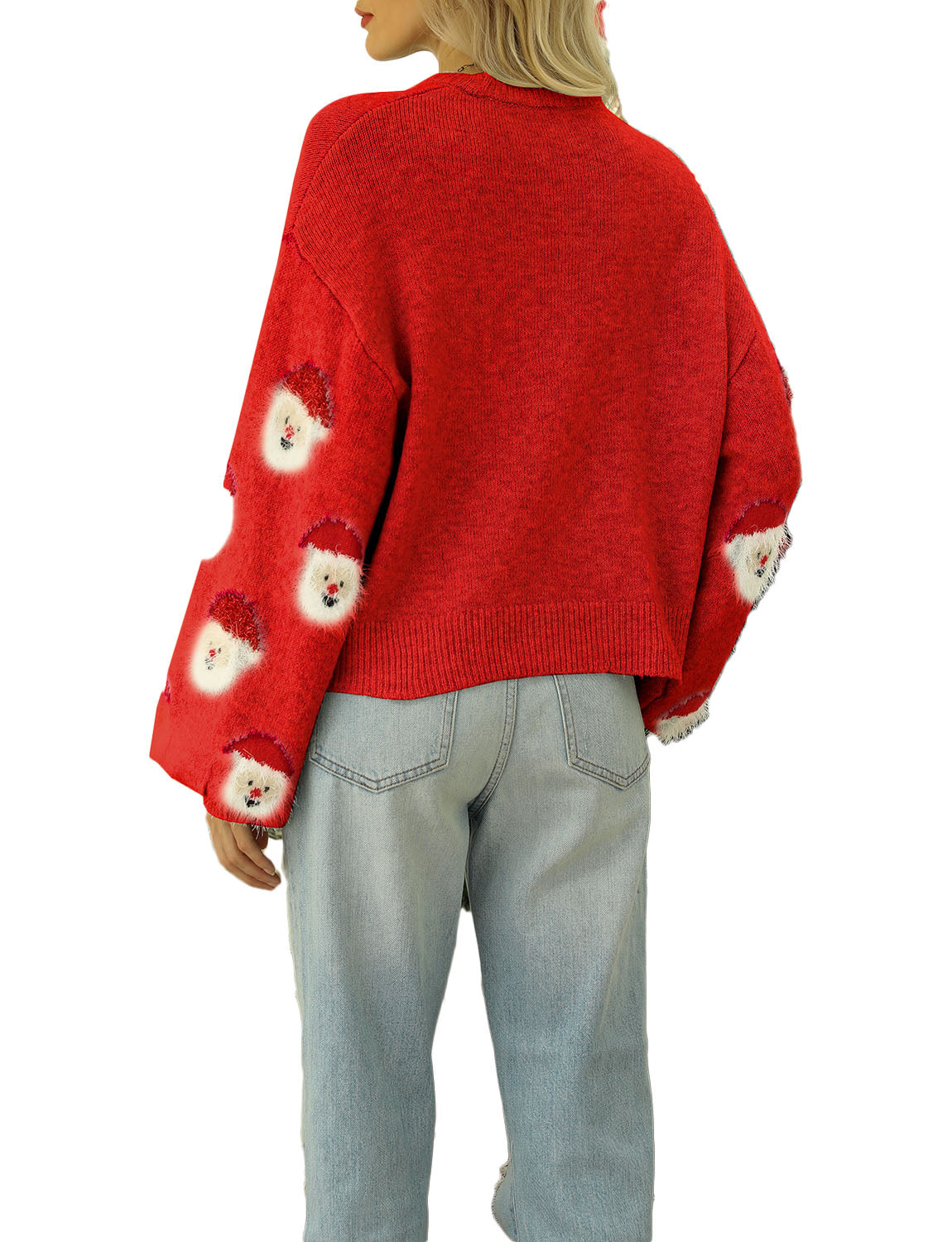 Women's Casual Christmas Top Santa Claus Long Sleeve Pullover Sweater